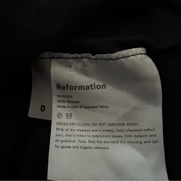 Reformation Woodson Dress Black Sz 0 Lace Insets Semi-Sheer Puff Sleeves Ruffle - Picture 13 of 13